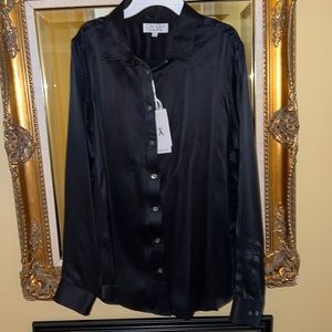 Black collar button-up